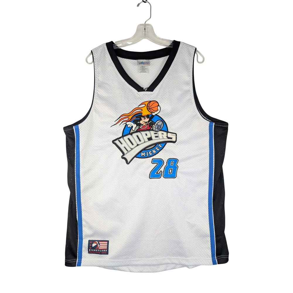 Disney Basketball Jersey Mens Large White Mickey Mouse Hoopers 28 Disneyland